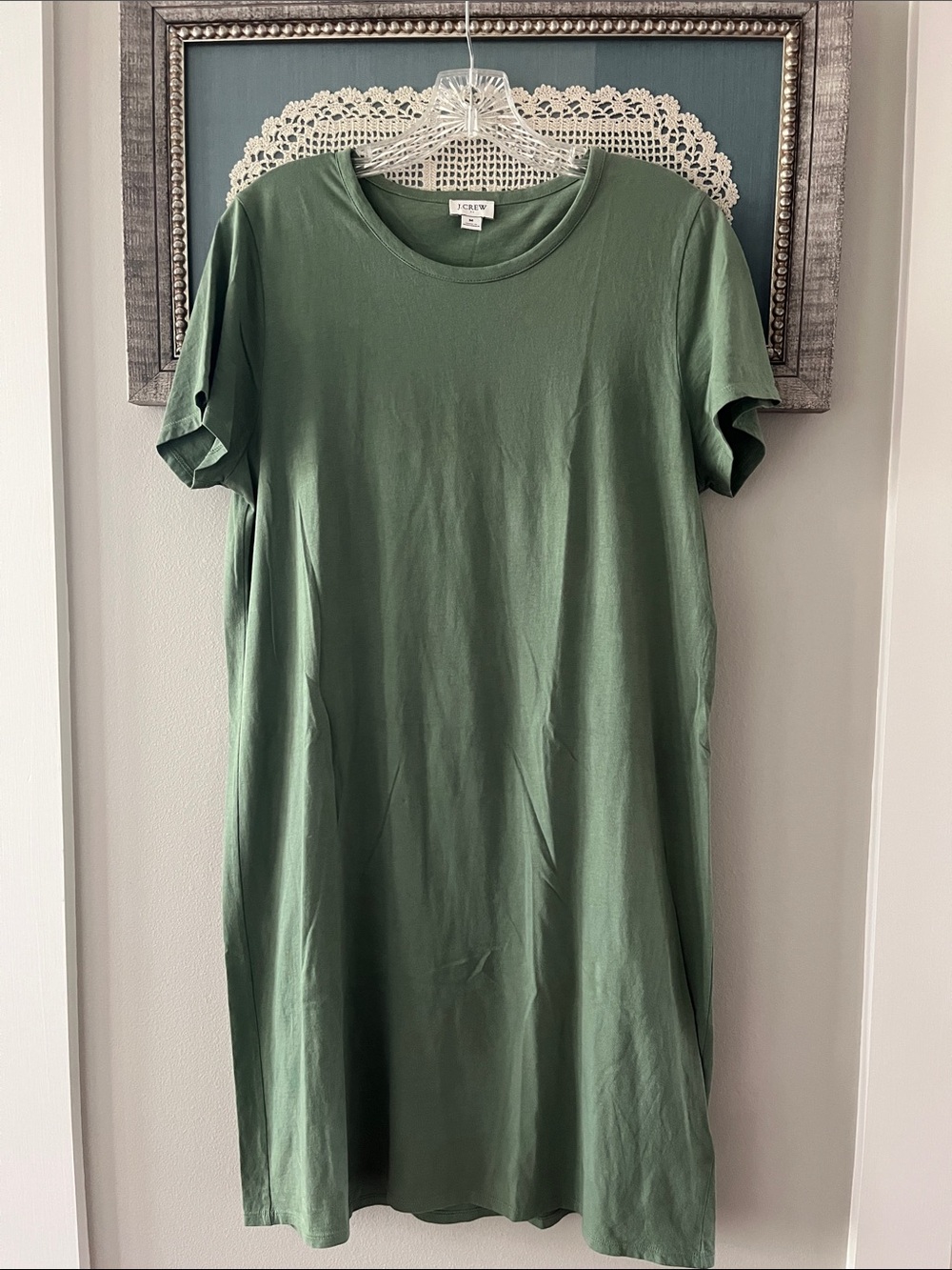 J. Crew Olive Green Cotton Crewneck Tee Dress